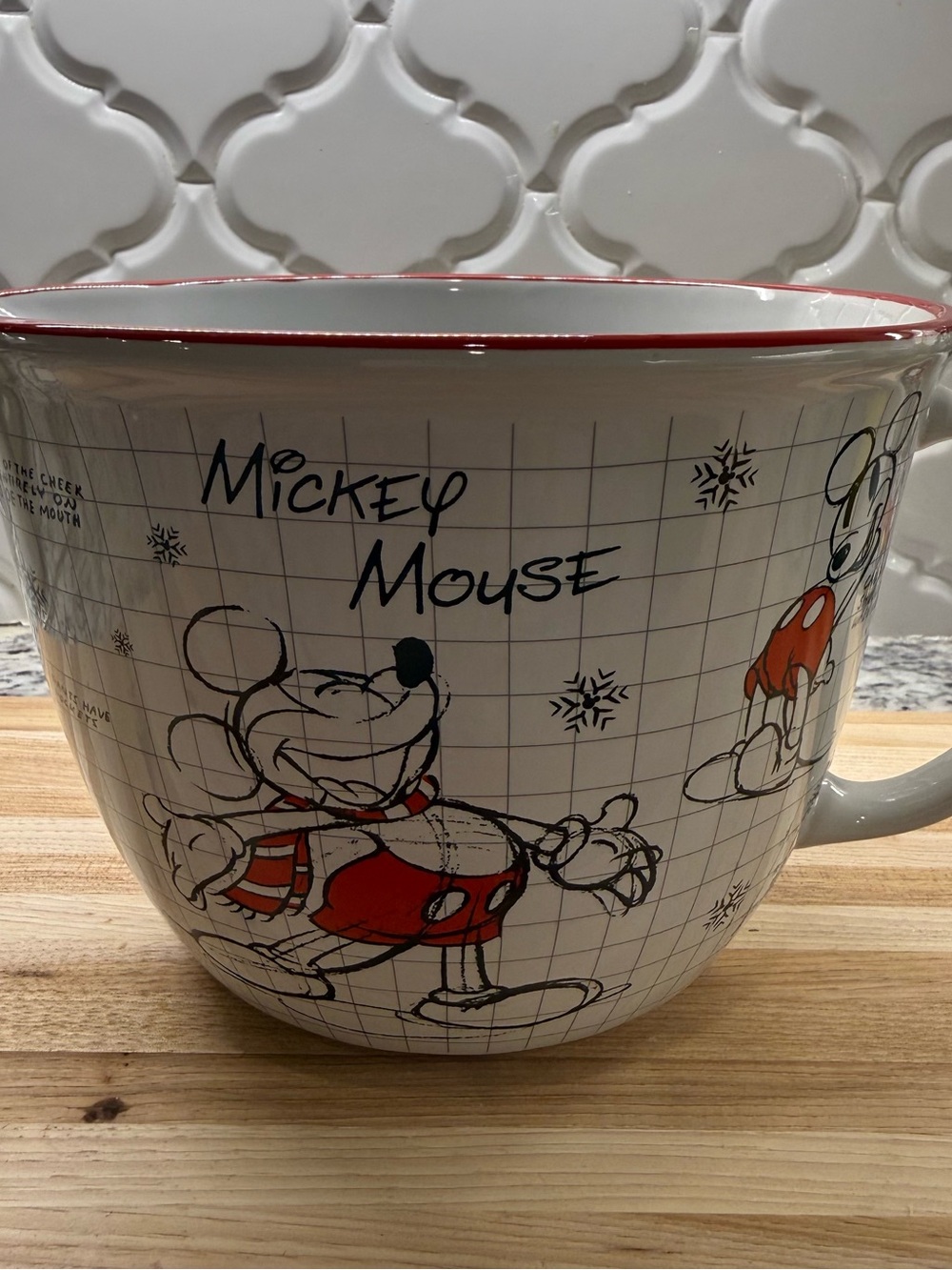 Disney Zrike Christmas Sketchbook Mickey Mouse Ceramic Batter Bowl
